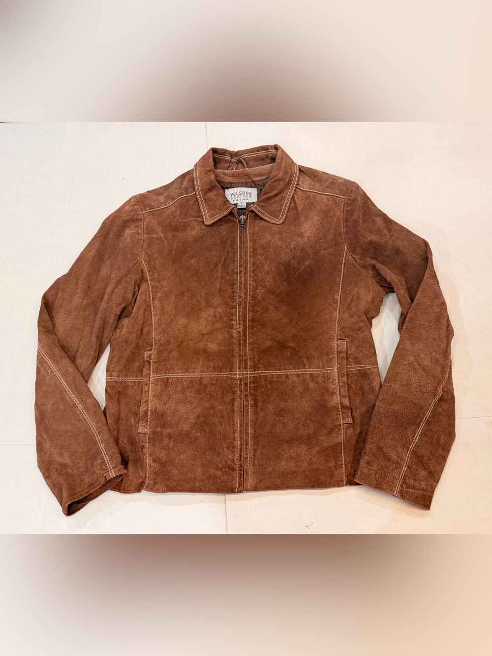 Wilsons Leather Maxima brown suede zip-up jacket